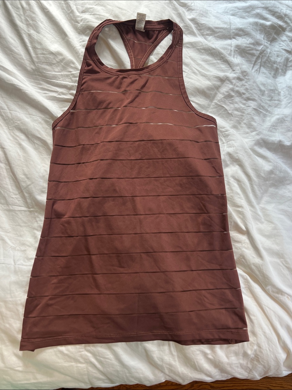 Athleta Brown Burgundy Mesh Stripe Racerback Athletic Tank Top Women’s XXS